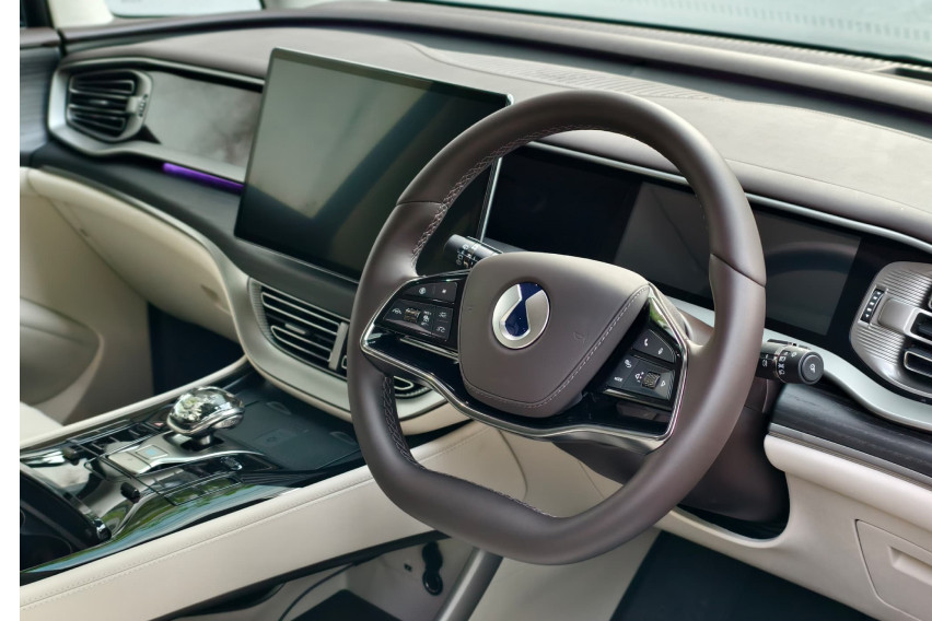 Denza D9 steering wheel infotainment screen