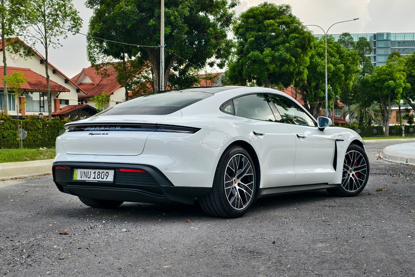 Porsche Taycan 4s rear view