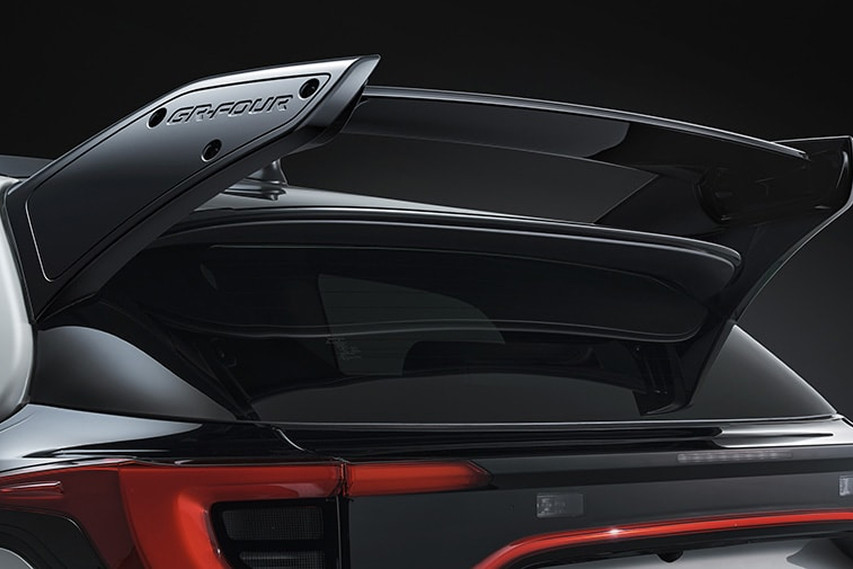 GR Yaris Aero performance package rear spoiler view