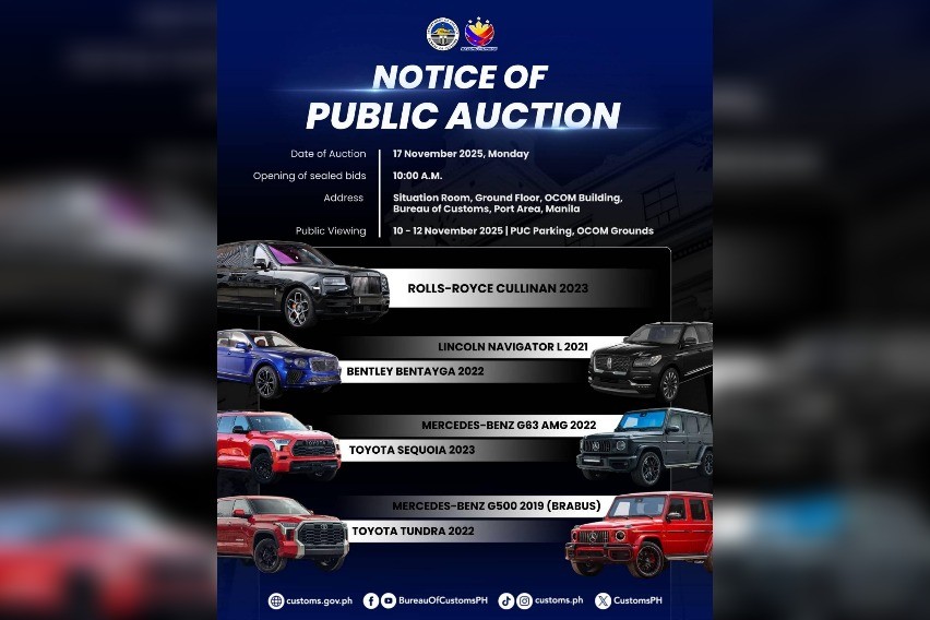 BOC to auction luxury vehicles seized from Discayas 