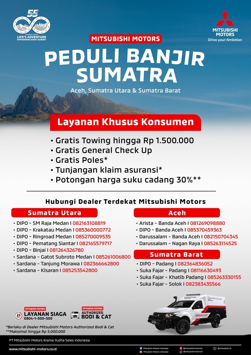 Program Mitsubishi Peduli Banjir Sumatra