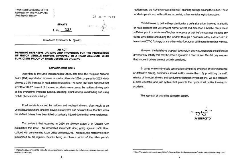 Senate Bill 338 explanatory statement