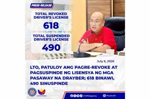 LTO revokes, suspends over 1k driver’s licenses as of July 6