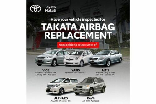 Toyota Makati offering cash incentive for car owners affected by Takata airbag issue