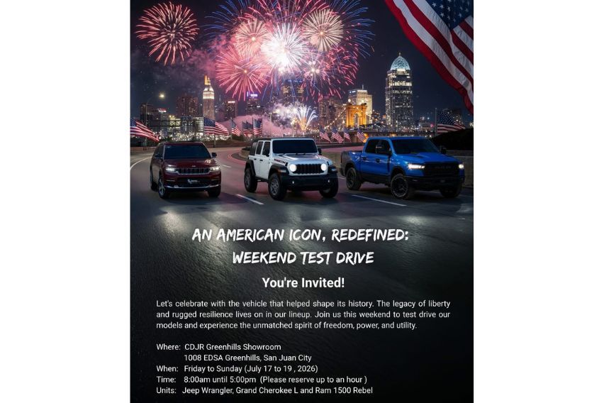 Chrysler, Dodge, Jeep, Ram Greenhills dealership to conduct ‘Test Drive Weekend’