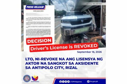 LTO suspends actor Nino Muhlach's license for 2 years 