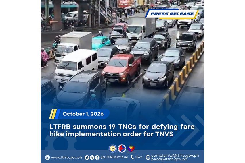 LTFRB issues SCO vs. 19 ride-hailing firms for not following fare hike