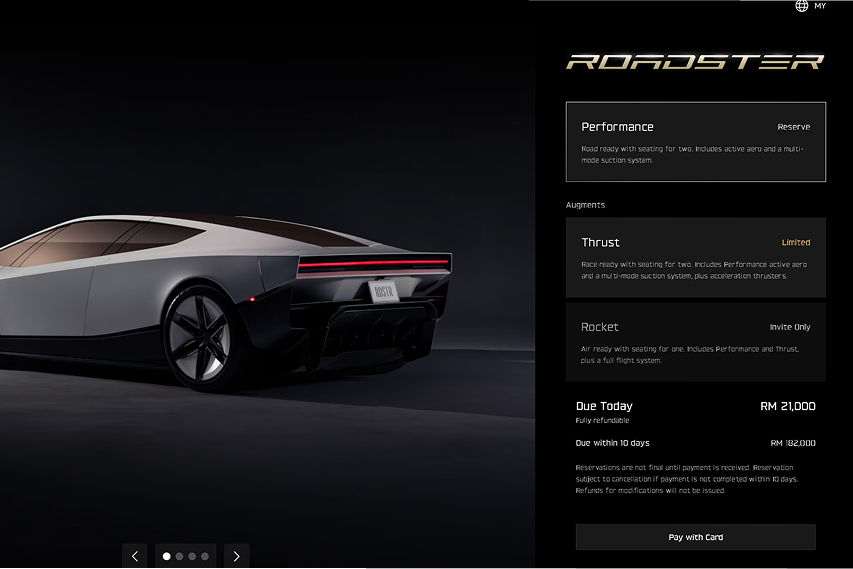 Tesla Roadster reservations Malaysia